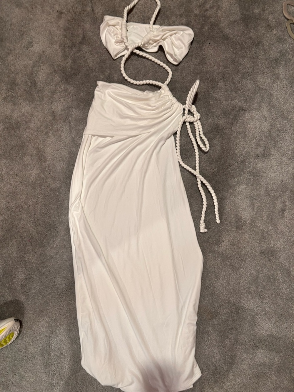 Silhouette White One-Shoulder Maxi Dress with Rope Tie
